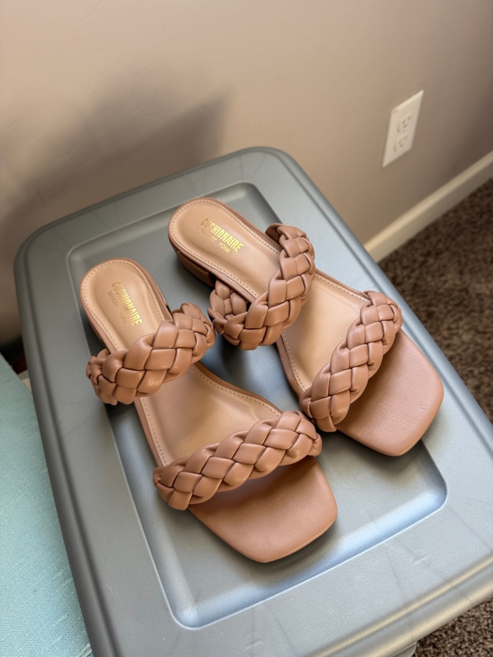 Cushionaire Braided Slide Sandals in Tan